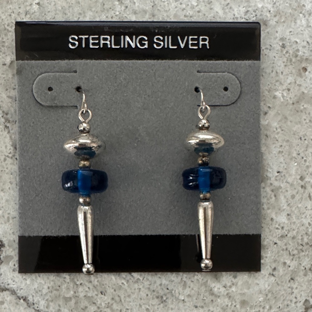 Sterling Silver Blue Glass Earrings